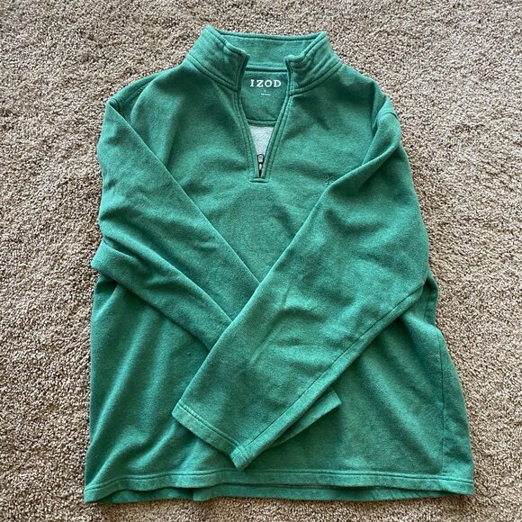 Men's IZOD Green Pullover Sweater 1/4 Zip Size LARGE - Picture 1 of 3